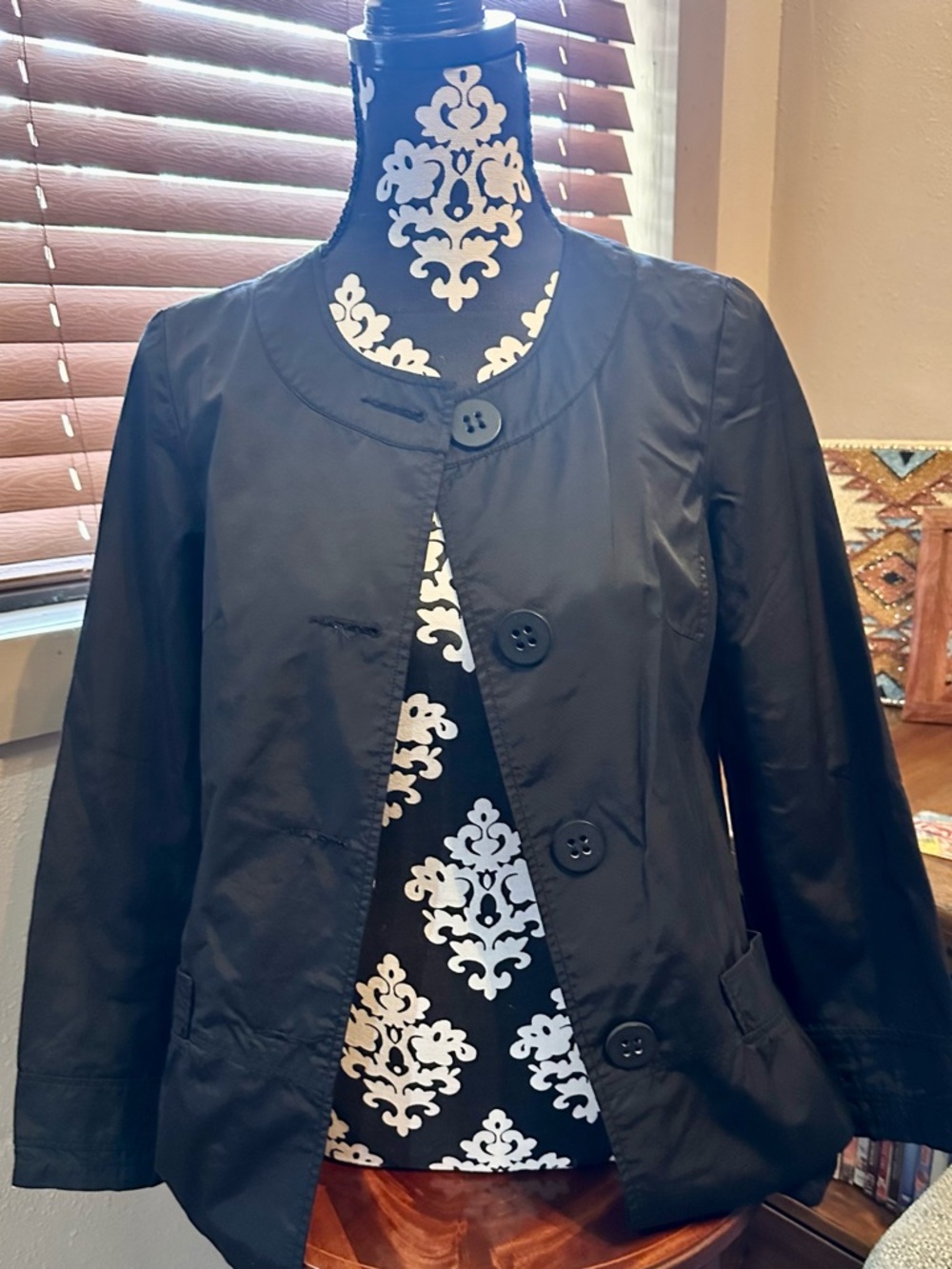Tulle Los Angeles Anthropologie Black Women's Button-Front Raincoat